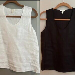 2 Eileen Fisher Linen Tank Tops 1 black and 1 white size PP